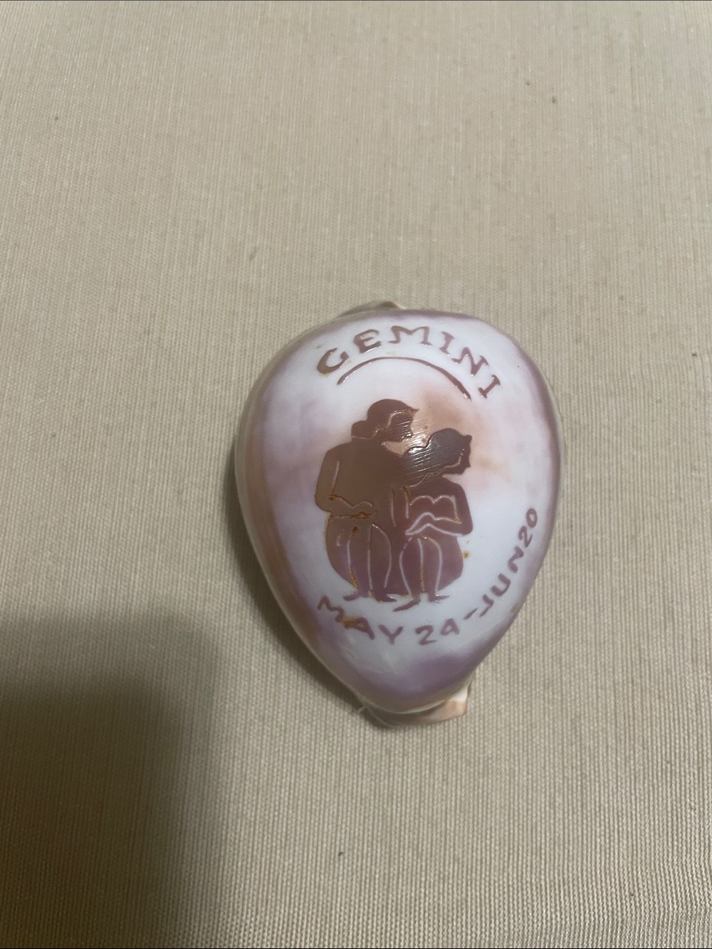 Gemini Zodiac Decorative Shell with Metallic Accent
